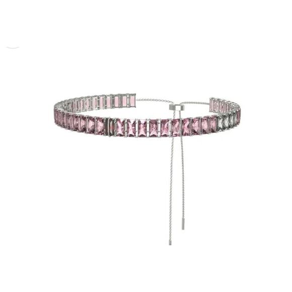 KVK Designer Blossom Collection Pink Purple Chrystal Choker Silver Bolo Closure - Picture 6 of 11